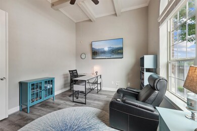 Home office/study space with ceiling detail