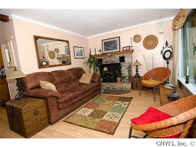 Living Room Living room with wood burning fireplac