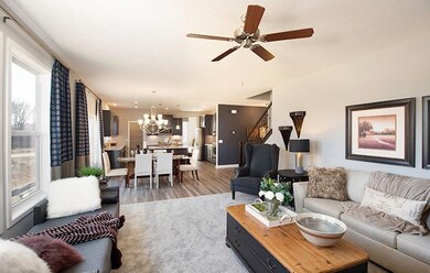 Open view from Great Room to Dining Nook & Kitchen
