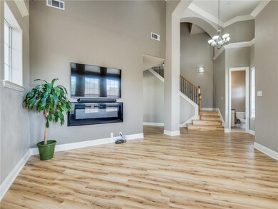 View from the living area towards the stairs and t