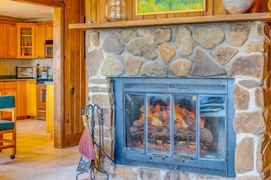 Living room with wood fireplace