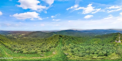 Panoramic Photo edited to show wraparound view of Douglas Lake to north and Smokies to south