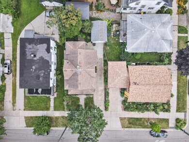 Aerial view long driveway