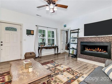 Spacious living room with gas fireplace