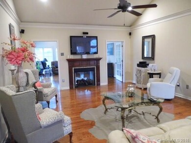 Living room with see-through gas-log fireplace.
