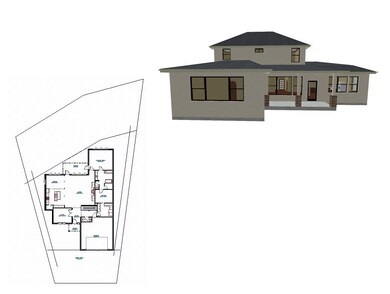 Builders view if the rear elevation as well as how this home fits on the lot