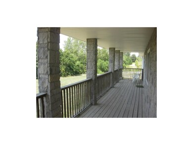 Stone columns on porch