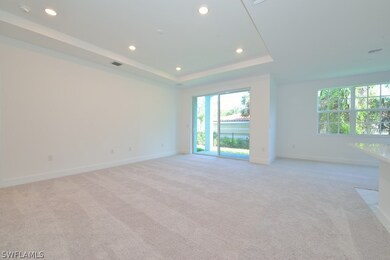 Living room featuring a tray ceiling