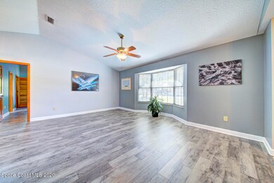 living room with bay window