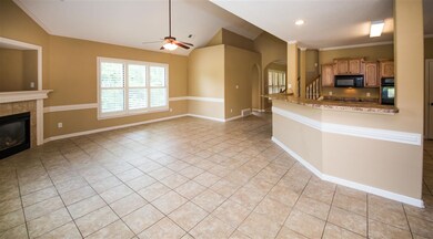 The hearth room opens to the kitchen making the sp