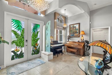 Entrance foyer with Swarovski crystal chandeliers,
