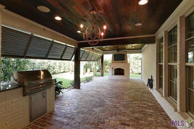 Wood burning fireplace, built in BBQ, surround sou