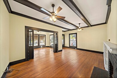 Bedroom is off the Living area. WOOD floors throughout - NO CARPET. Tall ceilings
