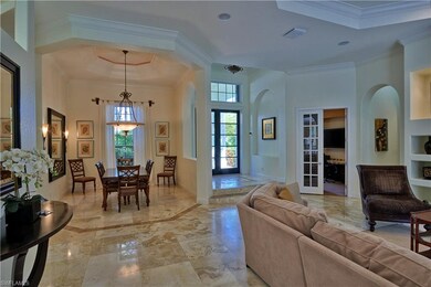 Open view from family to dining and den