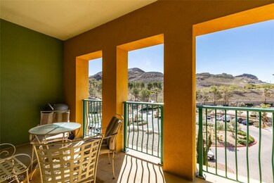 Balcony with a mountain view