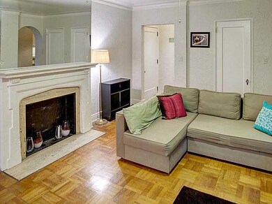Living Room. Decorative fireplace.