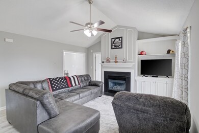 Gas log fireplace and built in cabinets!
