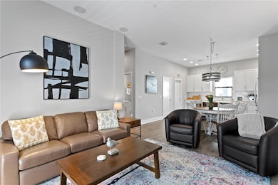 Open floor plan to kitchen