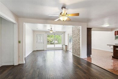 View from the back of the den towards the front do