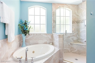 Full bathroom featuring a shower stall, a whirlpoo