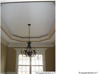 Dining room with crown moulding, trey ceiling, and rope lighting, There is also a double chair rail with beauty boxes below which can't be seen in the photo.
