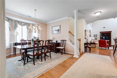 Dining Room with Decorative Columns