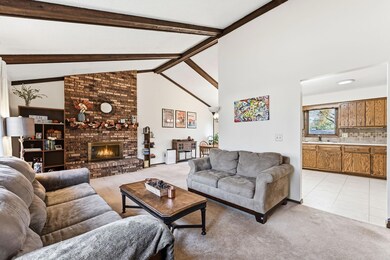 Wood fireplace in living room