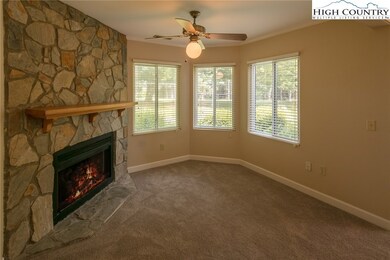 Beautiful stone fireplace in the Living Room.