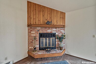 Fireplace with brick accents