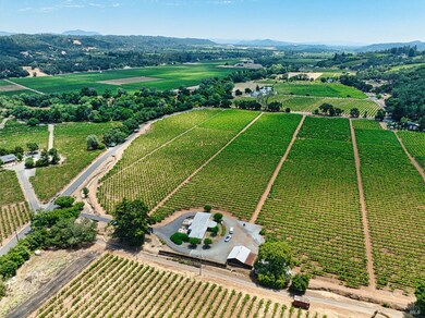 Aerial overlooking the Vineyards, looking to the South down the Dry Creek Valley.