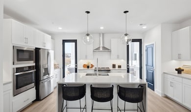 Kitchen with pendant lighting
