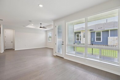 Empty room featuring light wood finished floors, recessed lighting, and ceiling fan