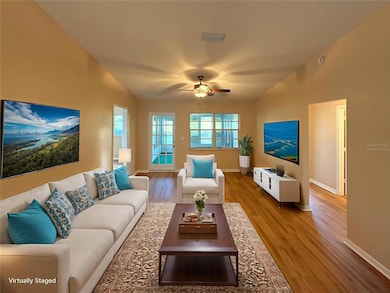 Living room virtually staged to highlight space and design potential