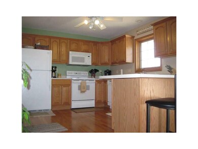 Kitchen. Oak floor and cabinets. ample counter spa