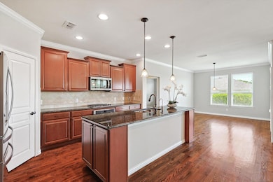 Kitchen featuring dark hardwood / wood-style floor