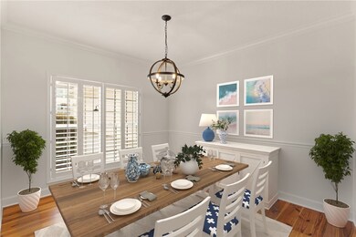 Formal dining room with new light fixture