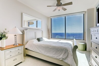 Primary bedroom has a large picture window, privat