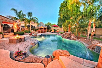 Pool, gas fire pit, bar area