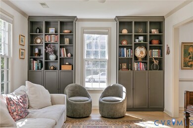 Built in bookcases are both stylish and functional storage.
