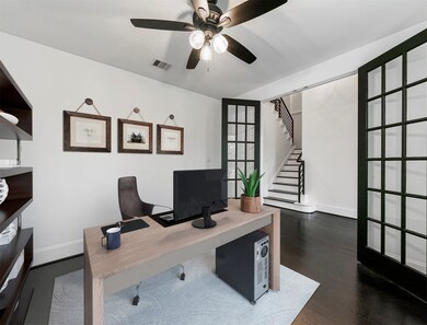 This fantastic home office is the perfect place to work in private while working from home.