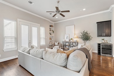 French doors from the living area open up on to th