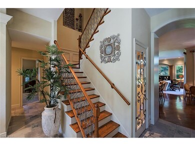 Architecturally appealing stairway leads to guest 