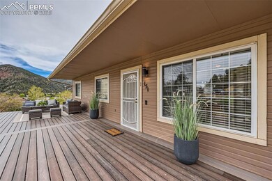 Deck featuring outdoor lounge area and a mountain view