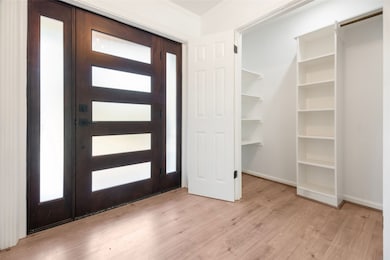 Contemporary door & amazing front hall storage!