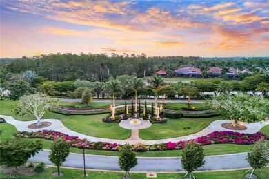 Birds eye view of the gardens with a water view an