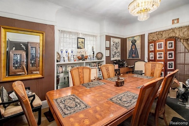 Dining area featuring a chandelier