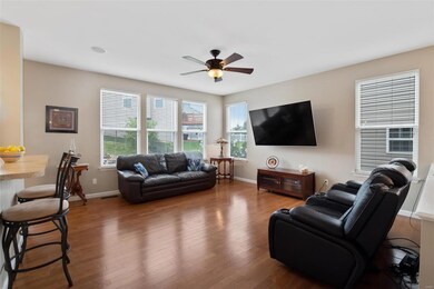 Real hardwood flooring throughout main living area