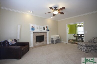 Family Room with New Carpet & Fireplace