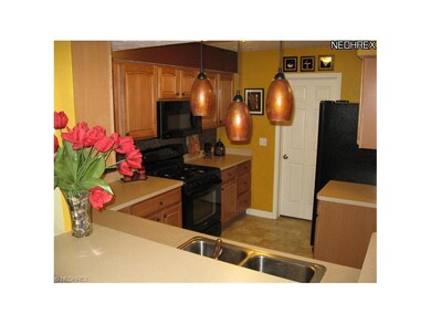 Kitchen features upgraded maple cabinets, tile backsplash, and all lower cabinets feature pull out shelving. Appliances stay. Laundry room is off of kitchen and washer and dryer also stay. Laundry room has built in cabinets and is accessed to garage.