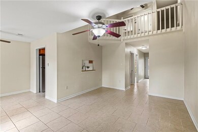 Large open living room with high ceilings